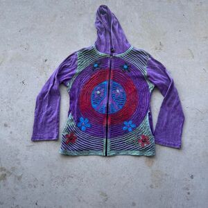 vintage boho peace sign hoodie